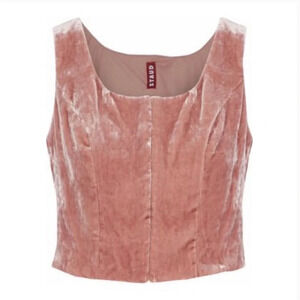 Staud Clothing Pink Velvet Marie Top Small Antique Rose